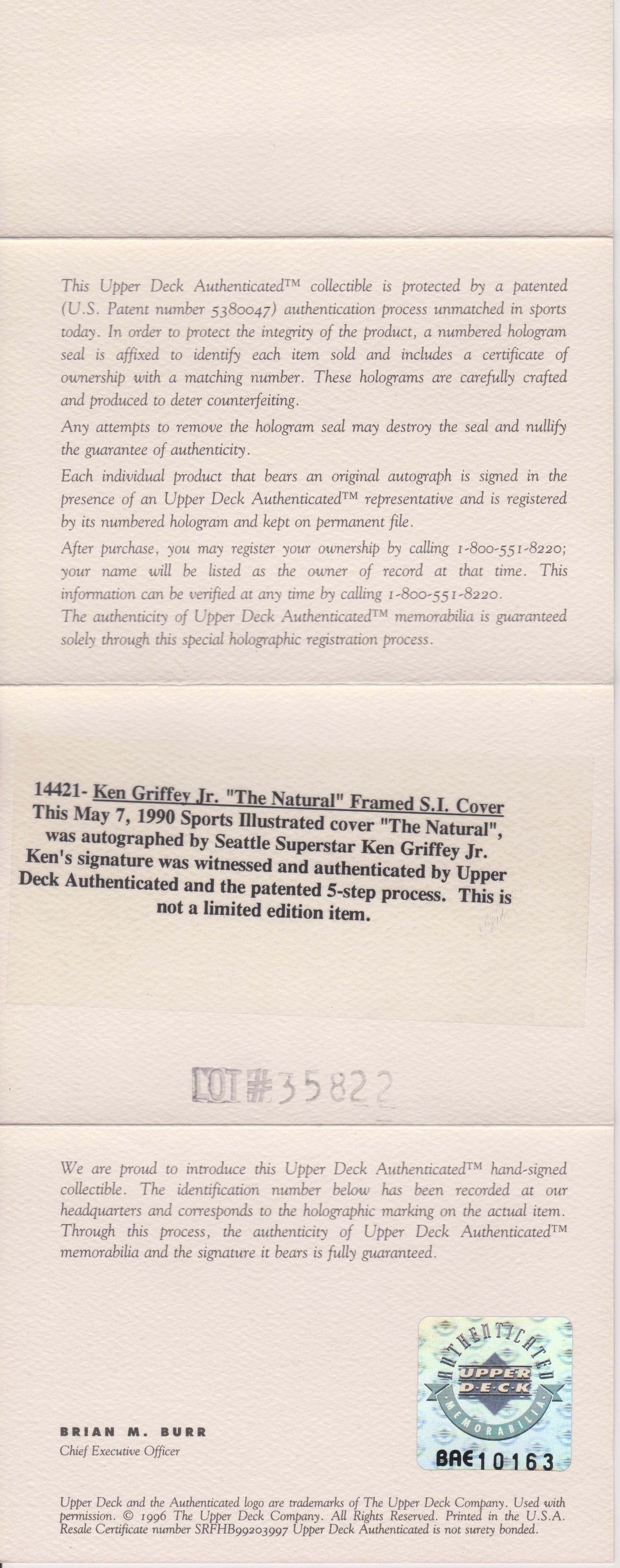 Ken Griffey Jr. Framed Signed Jersey UDA Autographed Cincinnati